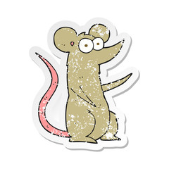 retro distressed sticker of a cartoon mouse
