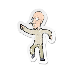 retro distressed sticker of a cartoon angry old man