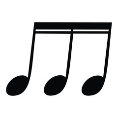 A black and white vector silhouette of a musical note