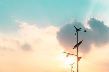 wind turbines under the sky