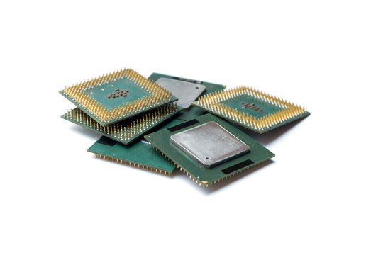 computer processor(celeron sl5zf), CPU isolated on white background