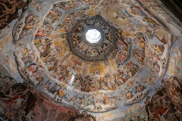 Panoramic view of Judgment Day on cupola of Cattedrale di Santa Maria del Fiore