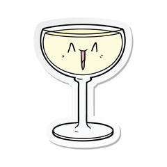 sticker of a cartoon glass of wine