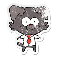 distressed sticker of a nervous dog boss
