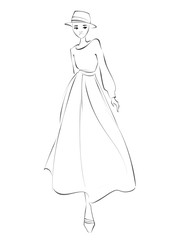 Black and white fashion sketch
