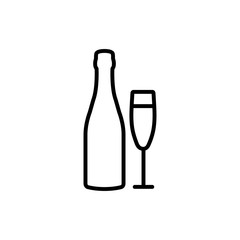 Champagne line icon, logo isolated on white background