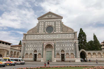 Panoramic view of exterior of Basilica of Santa Maria Novella
