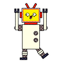 comic book style cartoon robot