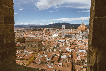 Aerial panoramic view of Florence city and Cattedrale di Santa Maria del Fiore