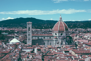 Fototapeta premium Aerial panoramic view of Florence city and Cattedrale di Santa Maria del Fiore