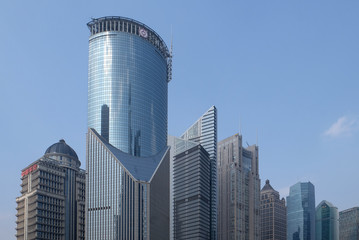 Financial towers in the Pudong east side of Shanghai, China