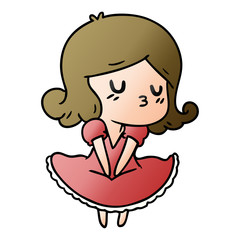 gradient cartoon of cute kawaii girl