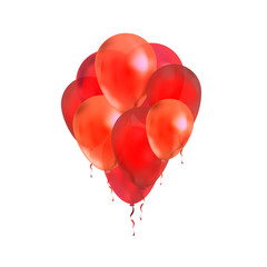 Lot of red balloons isolated on white