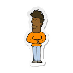 sticker of a cartoon nervous man