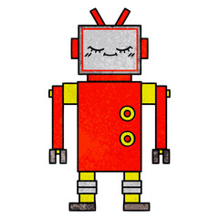 retro grunge texture cartoon robot