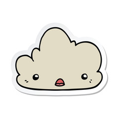 sticker of a cute cartoon cloud