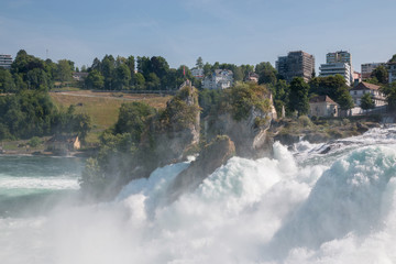 View from castle Laufen on Rhine Falls is the largest waterfall in Schaffhausen