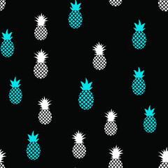 Vector seamless pattern with pineapples. Tropical Summer fruit