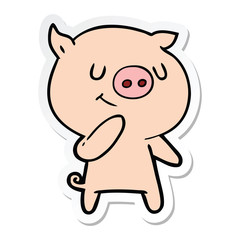 sticker of a happy cartoon pig