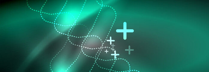 Glowing neon abstract lines, techno futuristic template