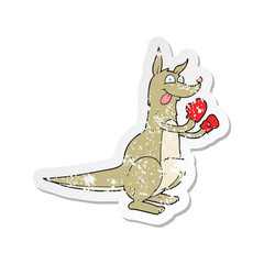 retro distressed sticker of a cartoon boxing kangaroo