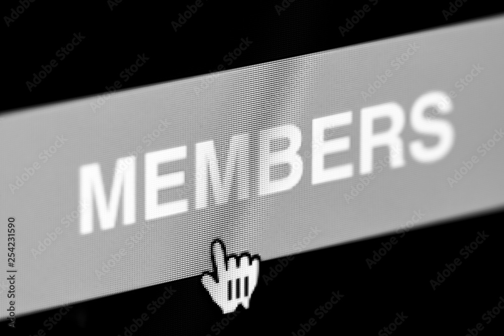 Wall mural login button of a membership website being clicked. close up of a computer screen.