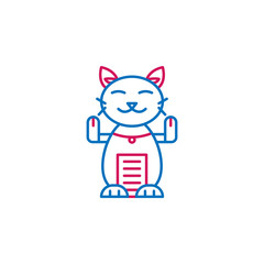 Japan, maneki neko icon. Element of Japan culture. Thin line 2 color icon for website design and development, app development. Premium icon