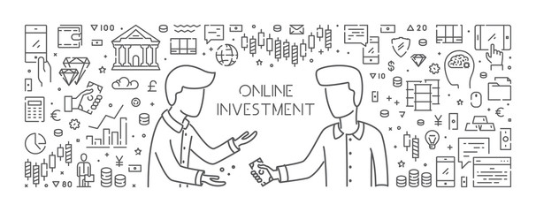 Vector line concept for online investment. Open path