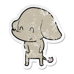 distressed sticker of a cute cartoon elephant