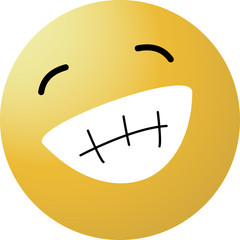 Emoji laughing expression with eyes closed. Cute Very Happy Emoticon on White Background 