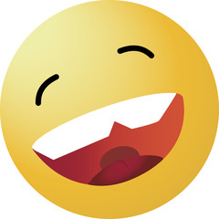 Emoji laughing expression with eyes closed. Cute Very Happy Emoticon on White Background 