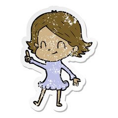 distressed sticker of a cartoon friendly girl