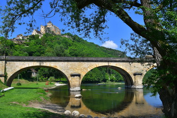 Fototapeta na wymiar Pont sur la Dordogne, rivière française