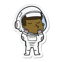 sticker of a cartoon confident astronaut