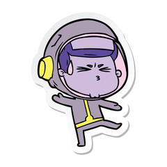 sticker of a cartoon stressed astronaut