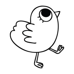 quirky line drawing cartoon yellow bird