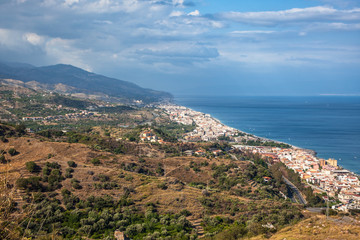 Fototapeta na wymiar Taormina, Sicily, Wonderful view of seaside.