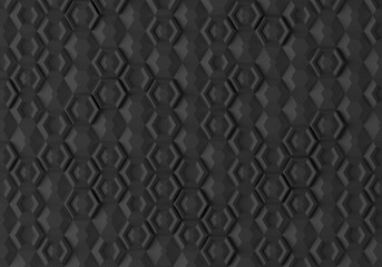 Parametric digital texture based on hexagonal grid with different volume and internal pattern 3D illustration
