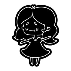 cartoon icon of a cute kawaii girl