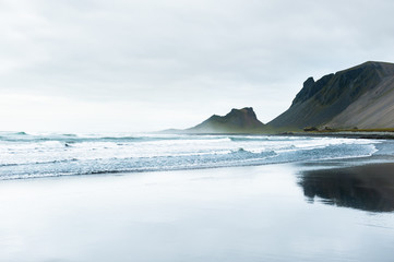 Waves on the shore of Atlantic ocean, southern Iceland