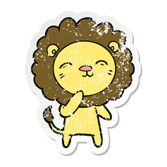 distressed sticker of a cartoon lion