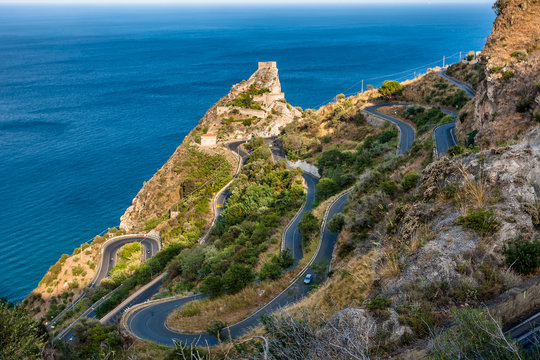 Scenic serpantine road to Forza d'Agro