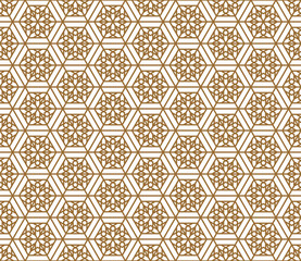 Seamless japanese pattern shoji kumiko in golden.