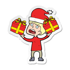 sticker of a cartoon man ready for christmas