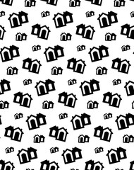 House pattern vector black. Cute home apartment background.