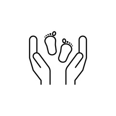 Mother hands, baby feet icon. Element of maternity culture. Thin icon for website design and development, app development. Premium icon