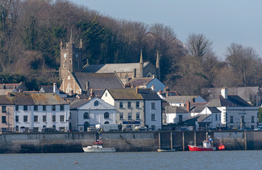 Fototapeta na wymiar Appledore, North Devon, England, UK. March 2019. The small riverside town of Appledore overlooking the quayside area and the River Torridge.