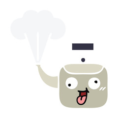 flat color retro cartoon steaming kettle