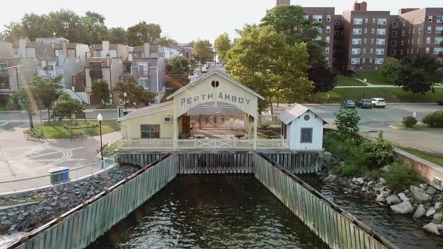 Pull Away from Perth Amboy NJ Waterway, Boats and Places