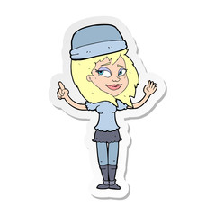 sticker of a cartoon woman in hat